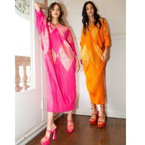 NWOT KATE HEWKO - Orange / Gold Leopard Geometric Glam Dress -One Size Fits Most